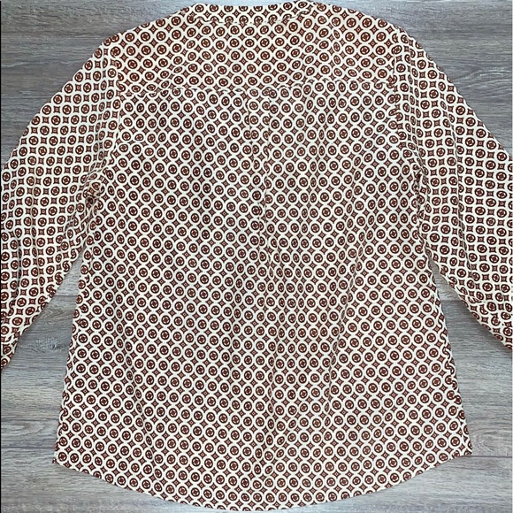 Cynthia Rowley Geometric Blouse Cream Brown M - Picture 15 of 16